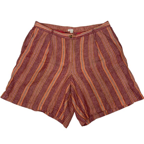 J. Jill Pants - J Jill Love Linen Shorts Womens Casual Stripe Orange 18 bv